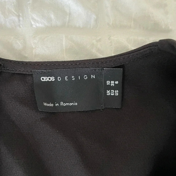 ASOS black chiffon sleeve front tie mini dress - Picture 3 of 9